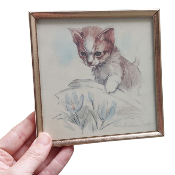 Set of 2- 5"x5"  Paul Whitney Hunter  Prints- Kittens - Picture 2 of 5
